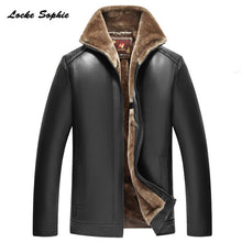 Load image into Gallery viewer, 1pcs Men's Plus size locomotive jacket blazers 2019 Winter Faux PU leather Cashmere turtleneck Jacket Men Skinny jackets Coats
