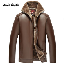 Load image into Gallery viewer, 1pcs Men's Plus size locomotive jacket blazers 2019 Winter Faux PU leather Cashmere turtleneck Jacket Men Skinny jackets Coats