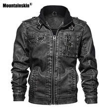 Load image into Gallery viewer, Mountainskin 7XL Men's PU Jacket Leather Coat Autumn Slim Fit Faux Leather Motorcycle Jackets Male Coats Brand Clothing SA591